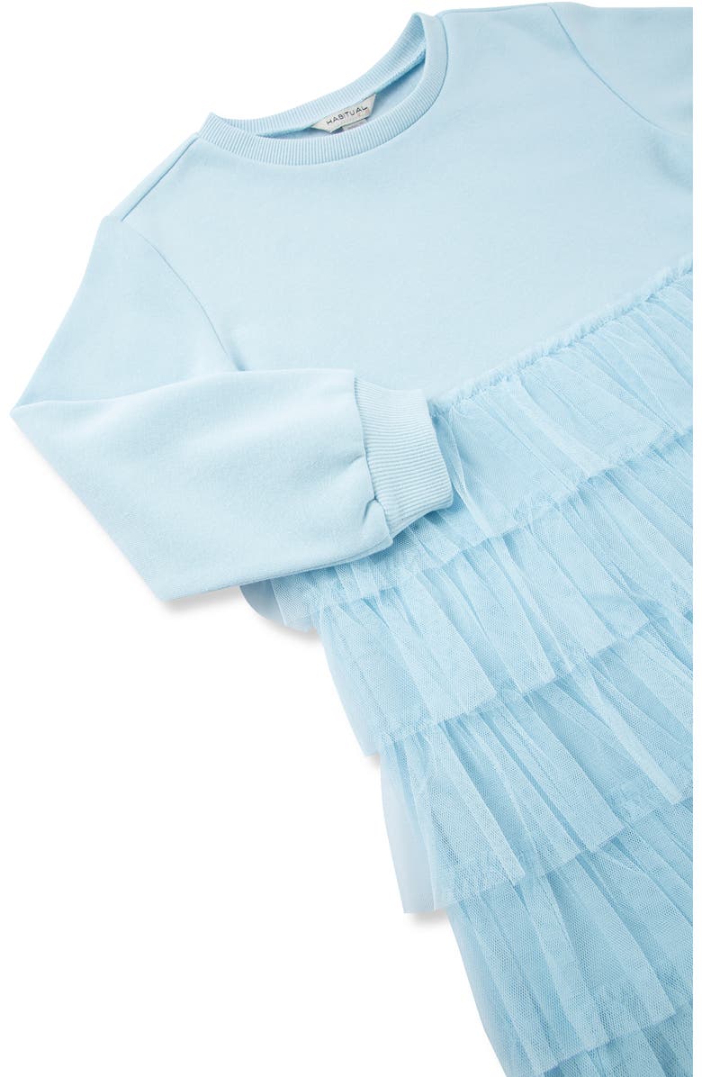 Habitual Kids Kids' Ruffle Sweatshirt Dress, Alternate, color, Light Blue