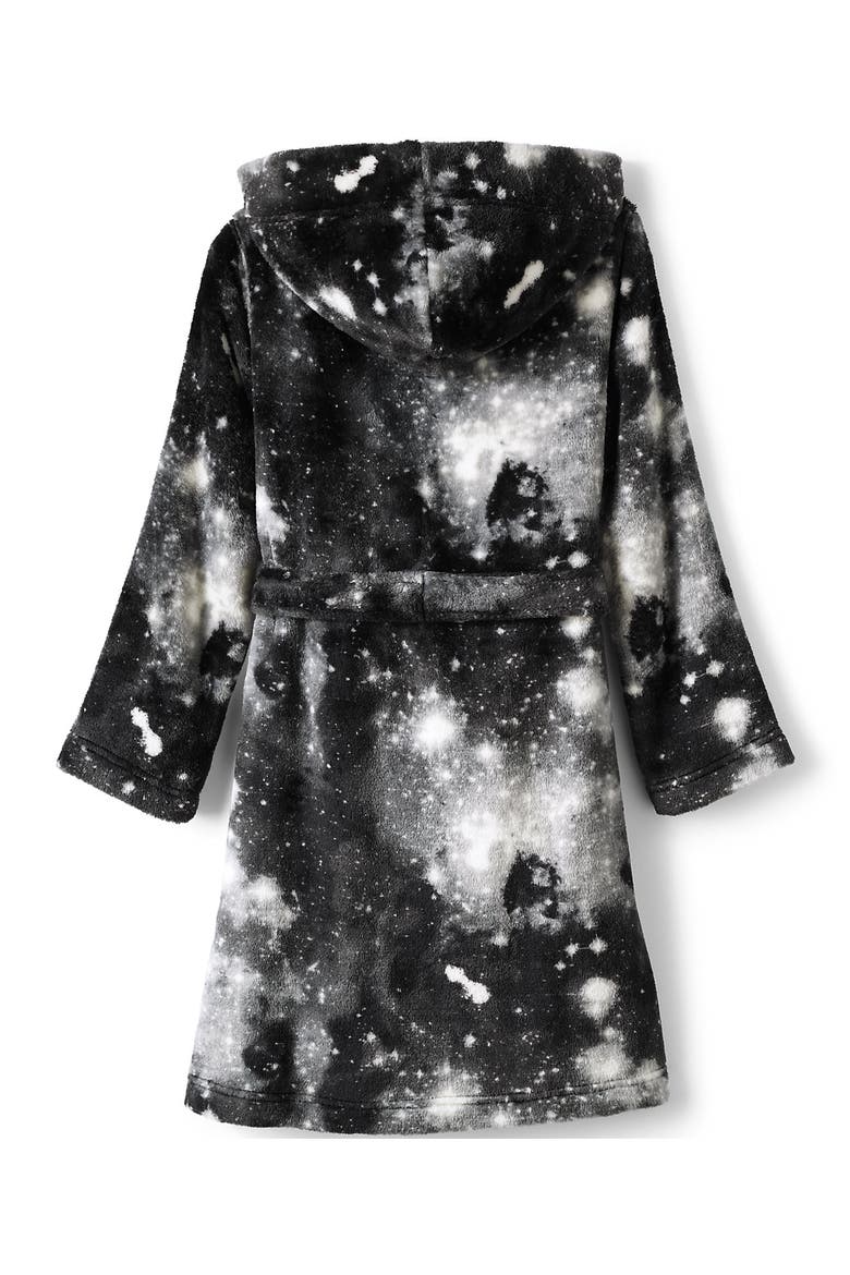Kids Hooded Fleece Solid Robe, Alternate, color, Black White Galaxy