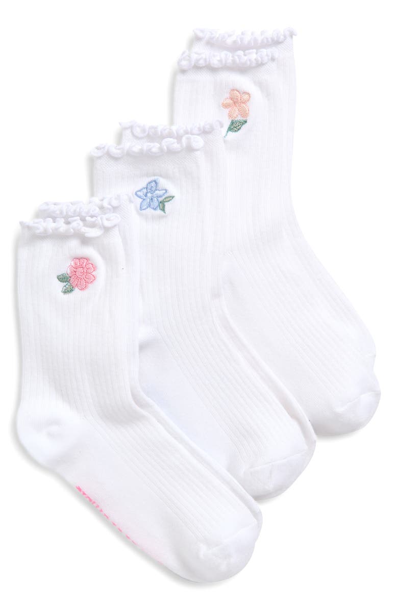 abercrombie kids Kids' Icon Assorted 3-Pack Crew Socks, Main, color, White