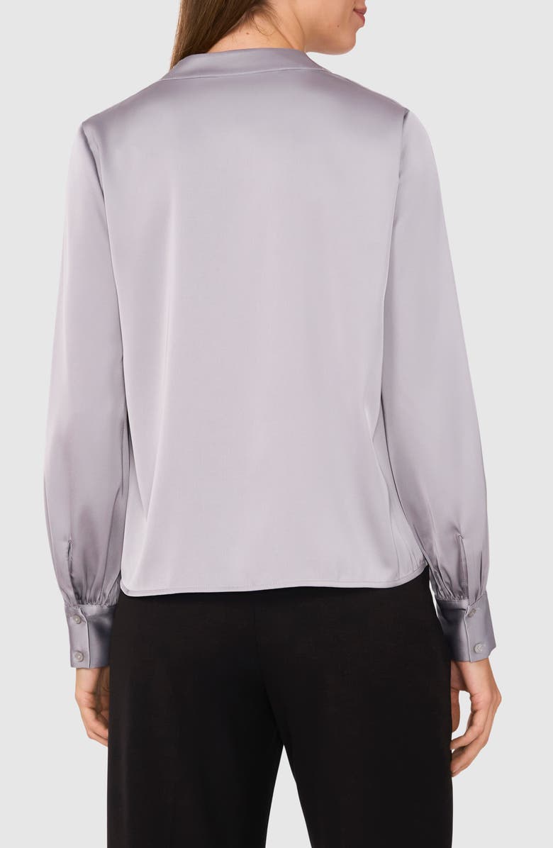 Halogen<sup>®</sup> Collarless Satin Button-Up Shirt, Alternate, color, 