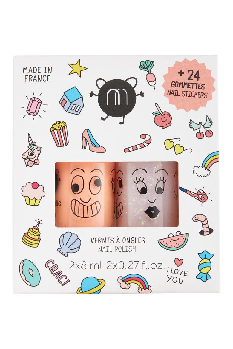 Nail Polish And Nail Sticker Set For Kids, Main, color, ASSORTED