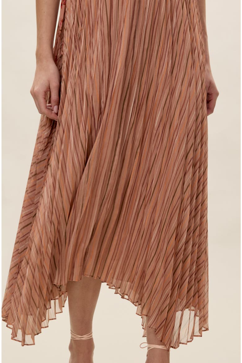 Celeste Stripe Pleated Dress, Alternate, color, Persimmon Stripe Multi