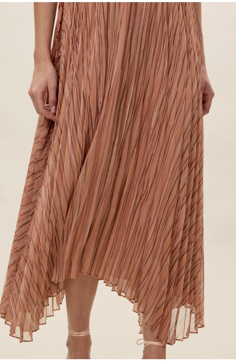 Rebecca Taylor Celeste Stripe Pleated Dress, Alternate, color, Persimmon Stripe Multi