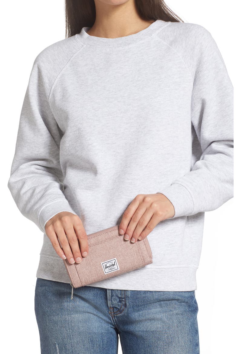 Thomas Canvas Zip Wallet, Alternate, color, ASH ROSE CROSSHATCH