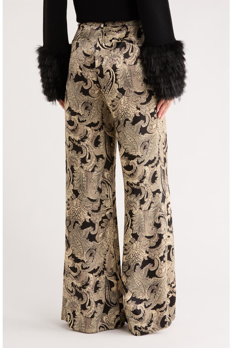 Pilar Silk Wide Leg Pants, Alternate, color, GOLD MULTI TEXTURED PAISLEY