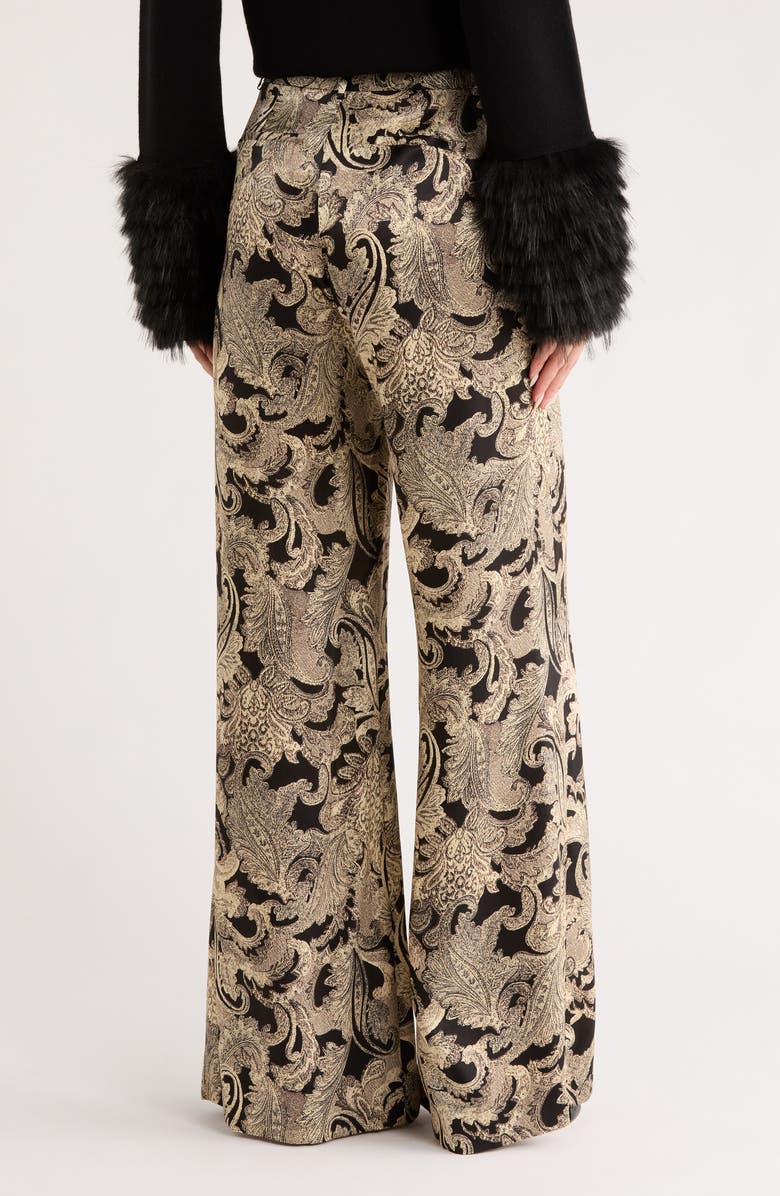 L'AGENCE Pilar Silk Wide Leg Pants, Alternate, color, Gold Multi Textured Paisley