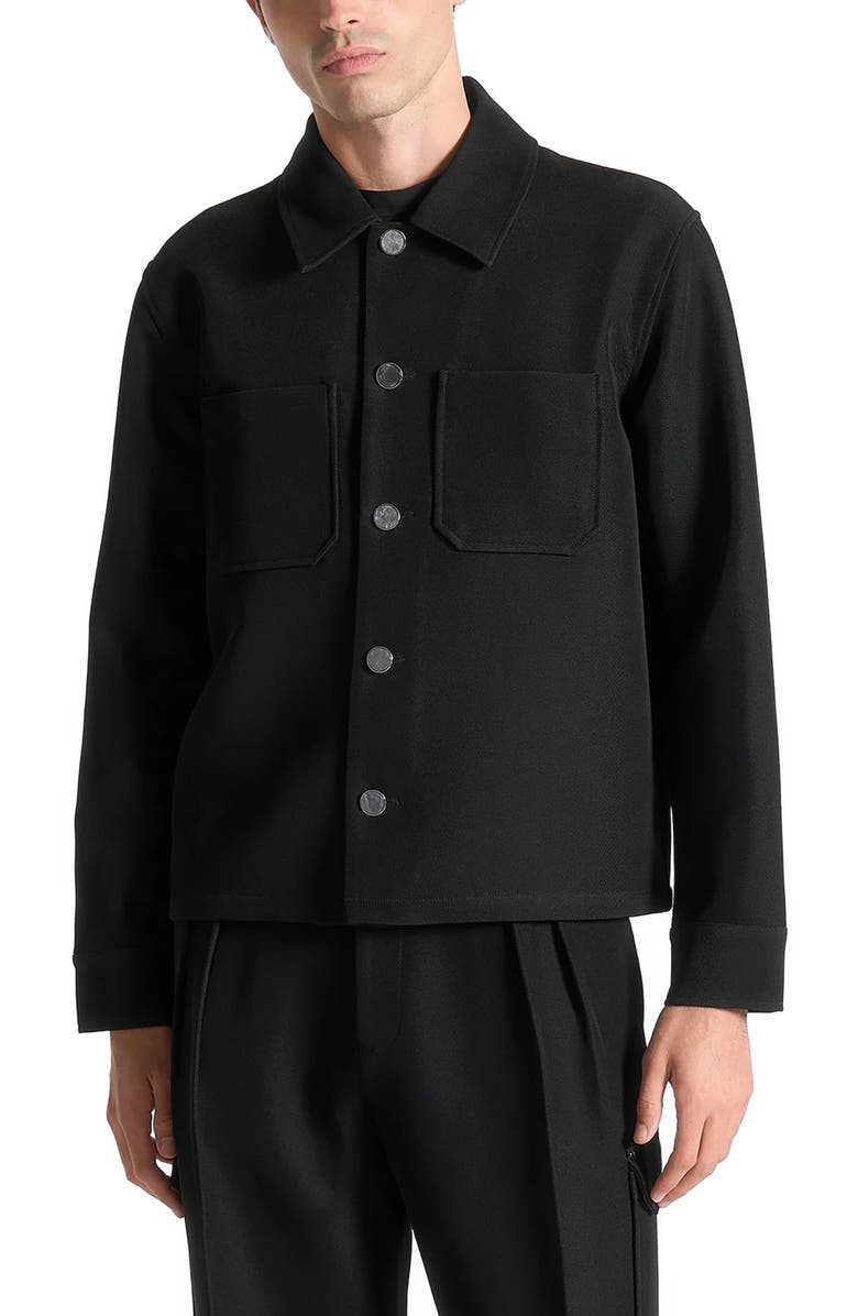 Manière De Voir Benoit Twill Pocket Cropped Shirt, Alternate, color, Black