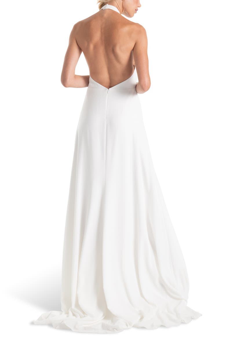 Courtney Halter Wedding Dress, Alternate, color, WHITE