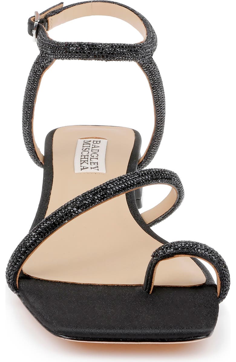 Badgley Mischka Collection Dakotah Ankle Strap Toe Loop Sandal, Alternate, color, Black Crepe