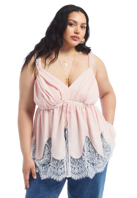 Lace Trim Satin Camisole Top