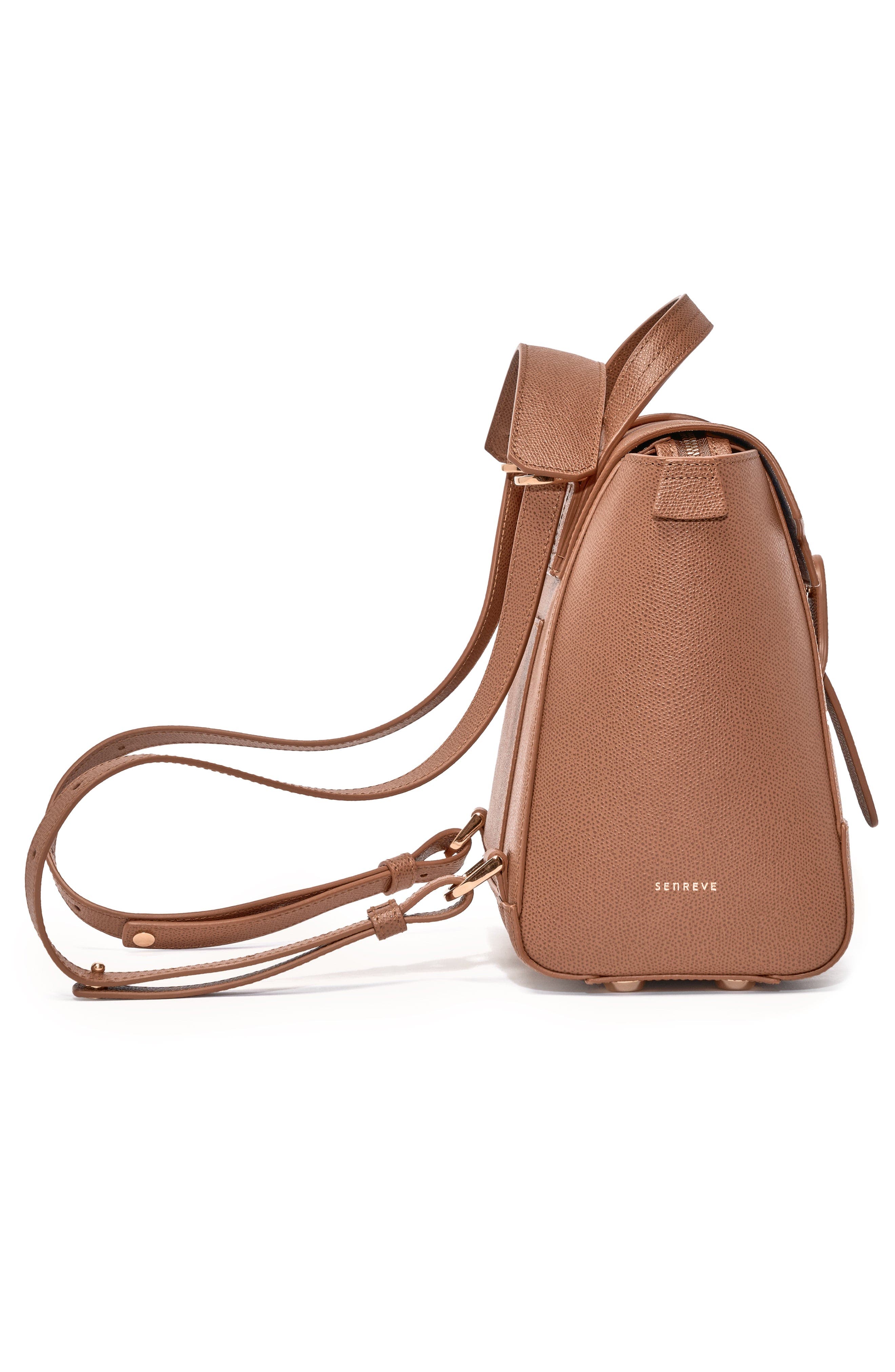 SENREVE Midi Maestra Pebbled Leather 4-Way Convertible Handbag, Alternate, color, Chestnut