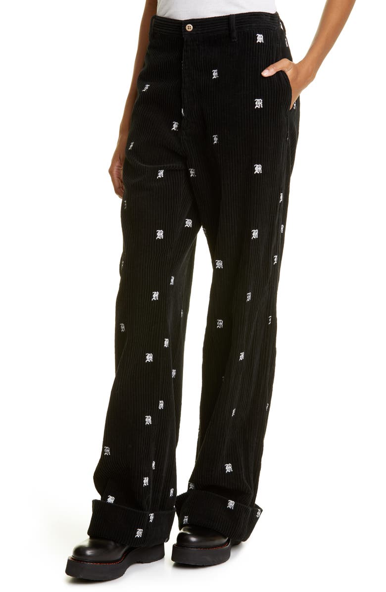 R13 Embroidered Logo Wide Leg Corduroy Chino, Alternate, color, 