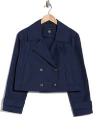 T Tahari Double Breasted Crop Trench