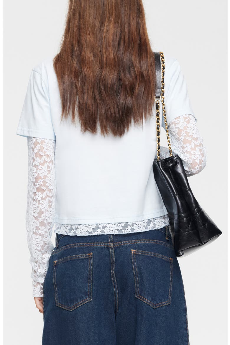Baby Bottega Lace Trim Layered Tee, Alternate, color, SOFT BLUE