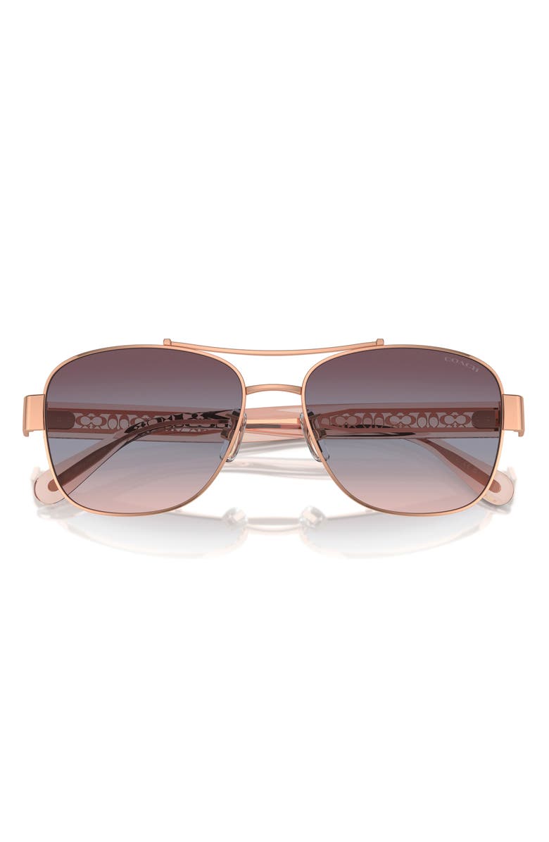 COACH 56mm Metal Pilot Gradient Sunglasses, Main, color, Gold Amber