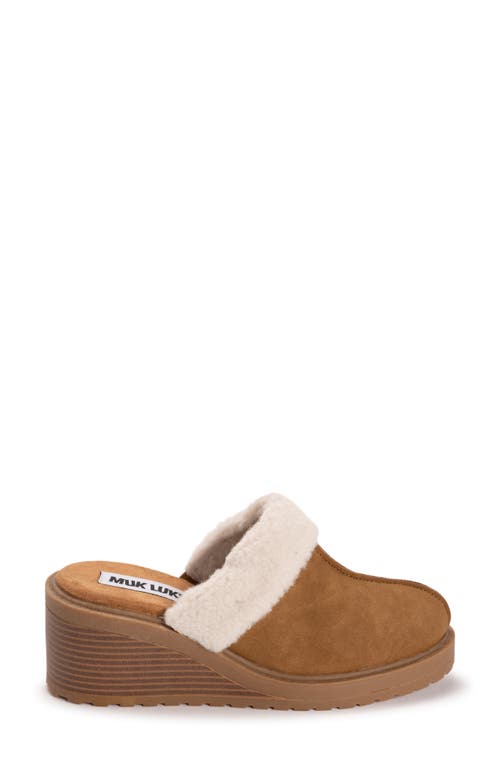 Muk Luks Sophia Faux Fur Trim Mule In Brown