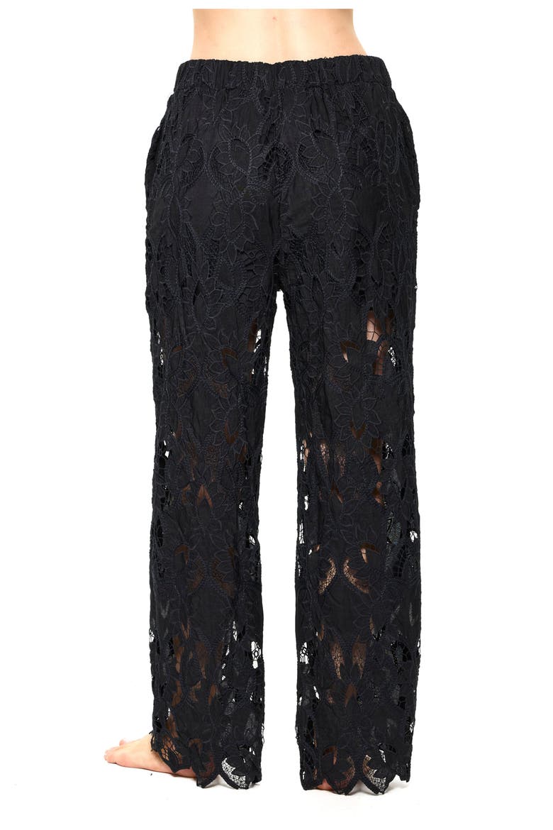 Guipure Lace Beach Pant Cover-Up, Alternate, color, Black