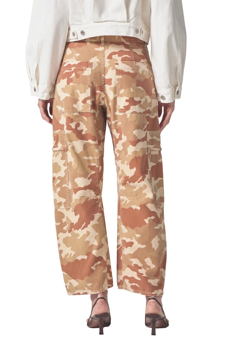 Marcelle Camo Print Low Rise Barrel Cargo Jeans, Alternate, color, SAND CAMO
