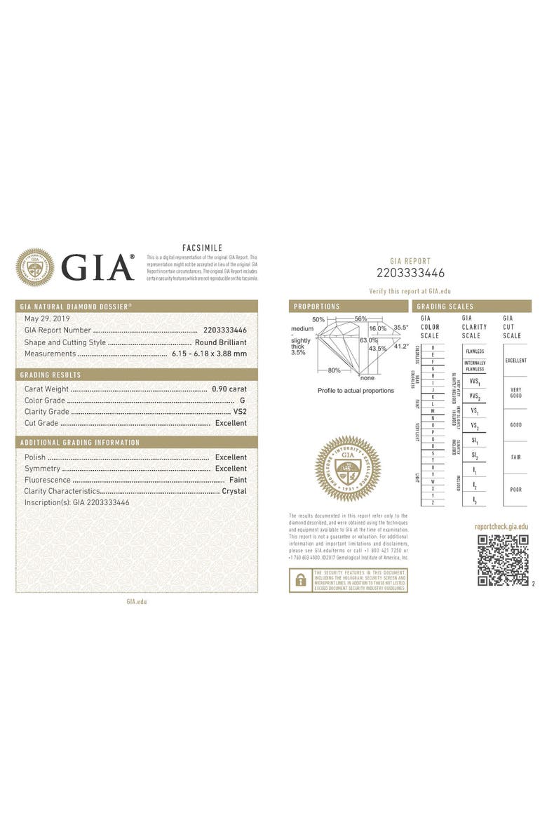 Bony Levy 0.90ct. Round Brilliant G/VS2 Diamond Solitaire Ring, Alternate, color,