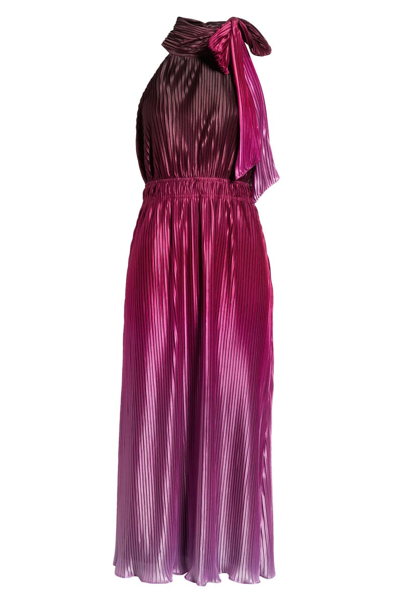 Anne Klein Pleated Tie Neck Midi Dress, Alternate, color, 