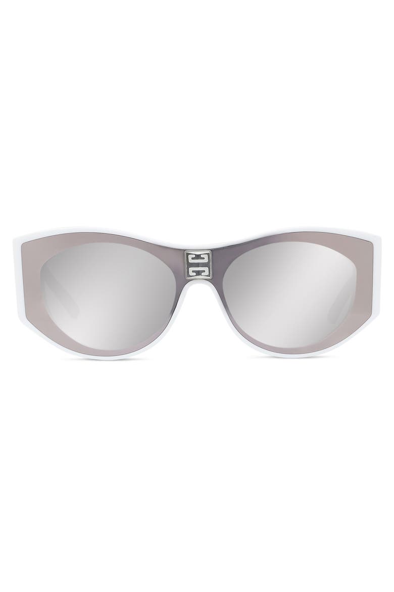 Shield Sunglasses, Main, color, WHITE / SMOKE MIRROR
