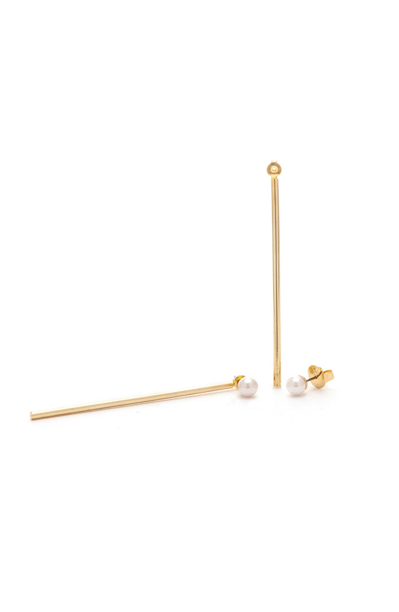RIVKA FRIEDMAN 18K Yellow Gold Clad Imitation Pearl Elongated Bar ...