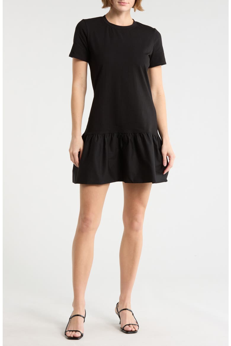 Short Sleeve Minidress, Main, color, BLACK
