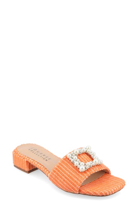 Justina Embellished Raffia Slide Sandal