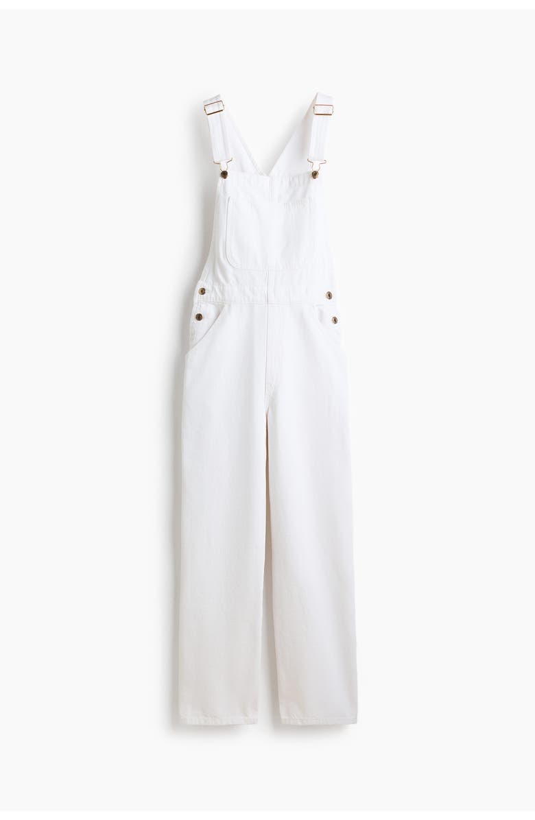 H&M Cotton Denim Dungarees, Main, color, White