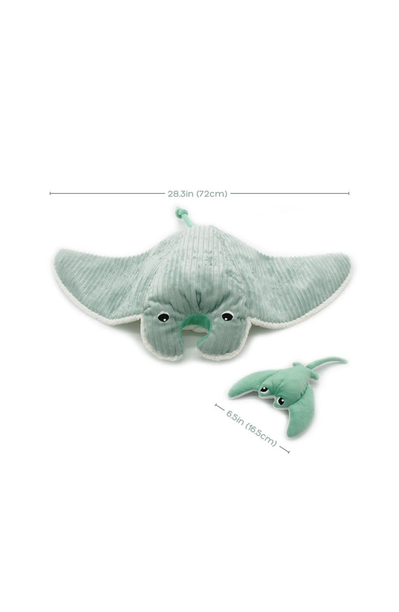 Les Ptipotos Manta Ray Mom & Her Baby  - Secret Keeper Plush Toy, Eco-Friendly, Soft & Washable, Alternate, color, Mint