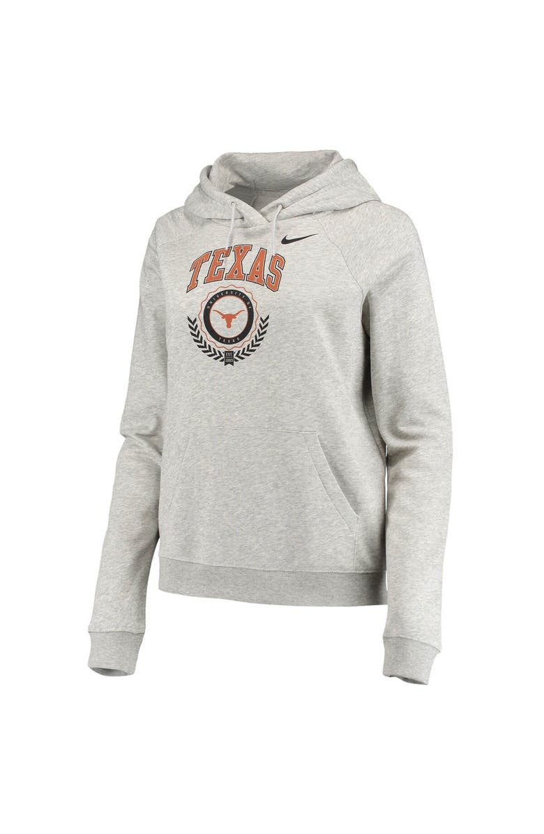 Nike Women's Nike Heathered Gray Texas Longhorns Varsity Fleece Tri-Blend Raglan Pullover Hoodie, Alternate, color, 
