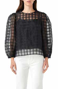 Plaid Organza Top