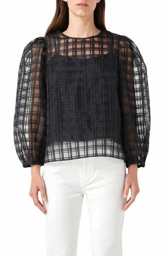 Plaid Organza Top
