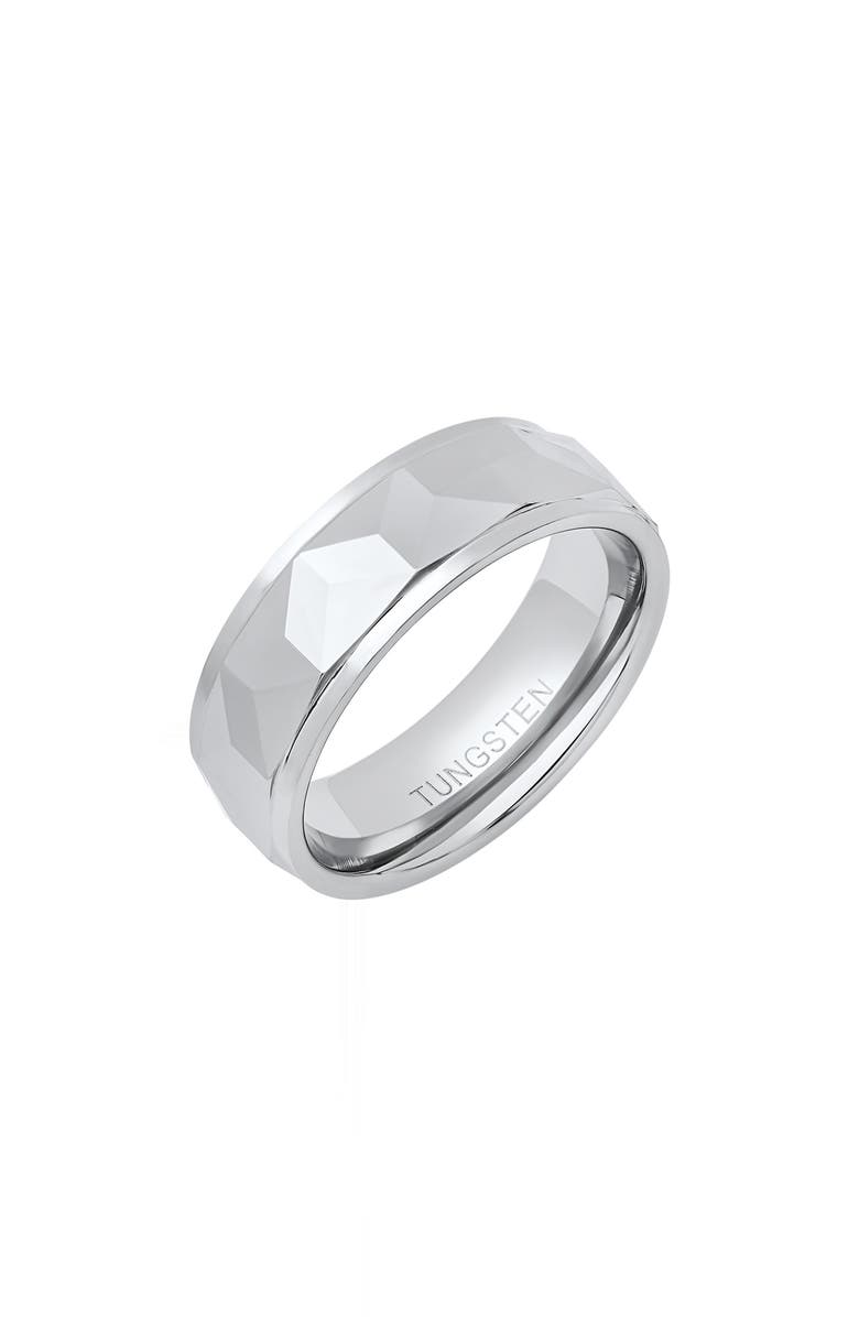 HMY JEWELRY Men's Faceted Tungsten Ring, Alternate, color,