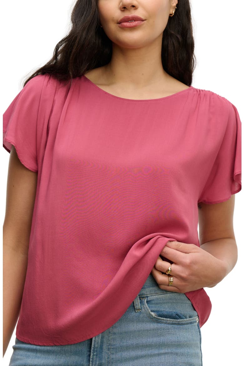 Smocked Shoulder Rayon Top, Alternate, color, GARNET PNK