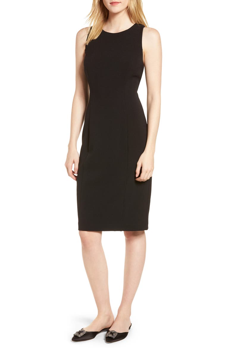 Bow Back Sheath Dress, Main, color, BLACK