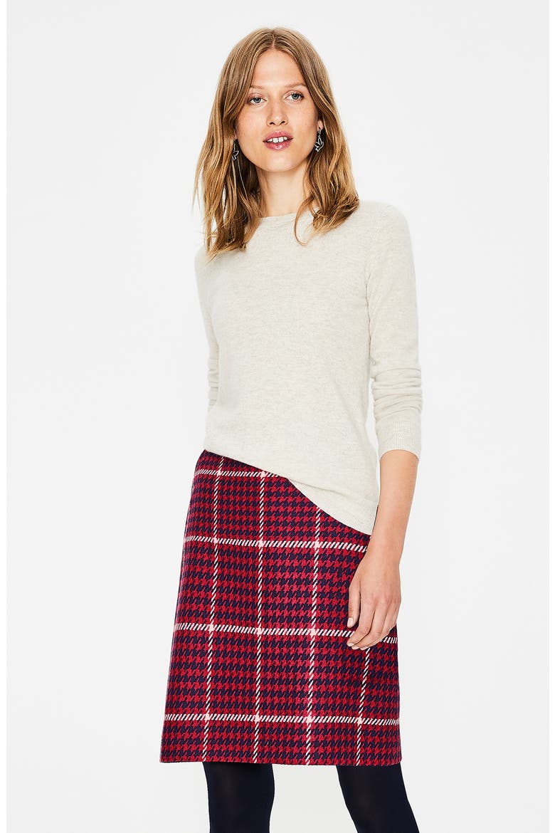 British Tweed Wool Mini Skirt, Alternate, color, POST BOX RED AND NAVY CHECK
