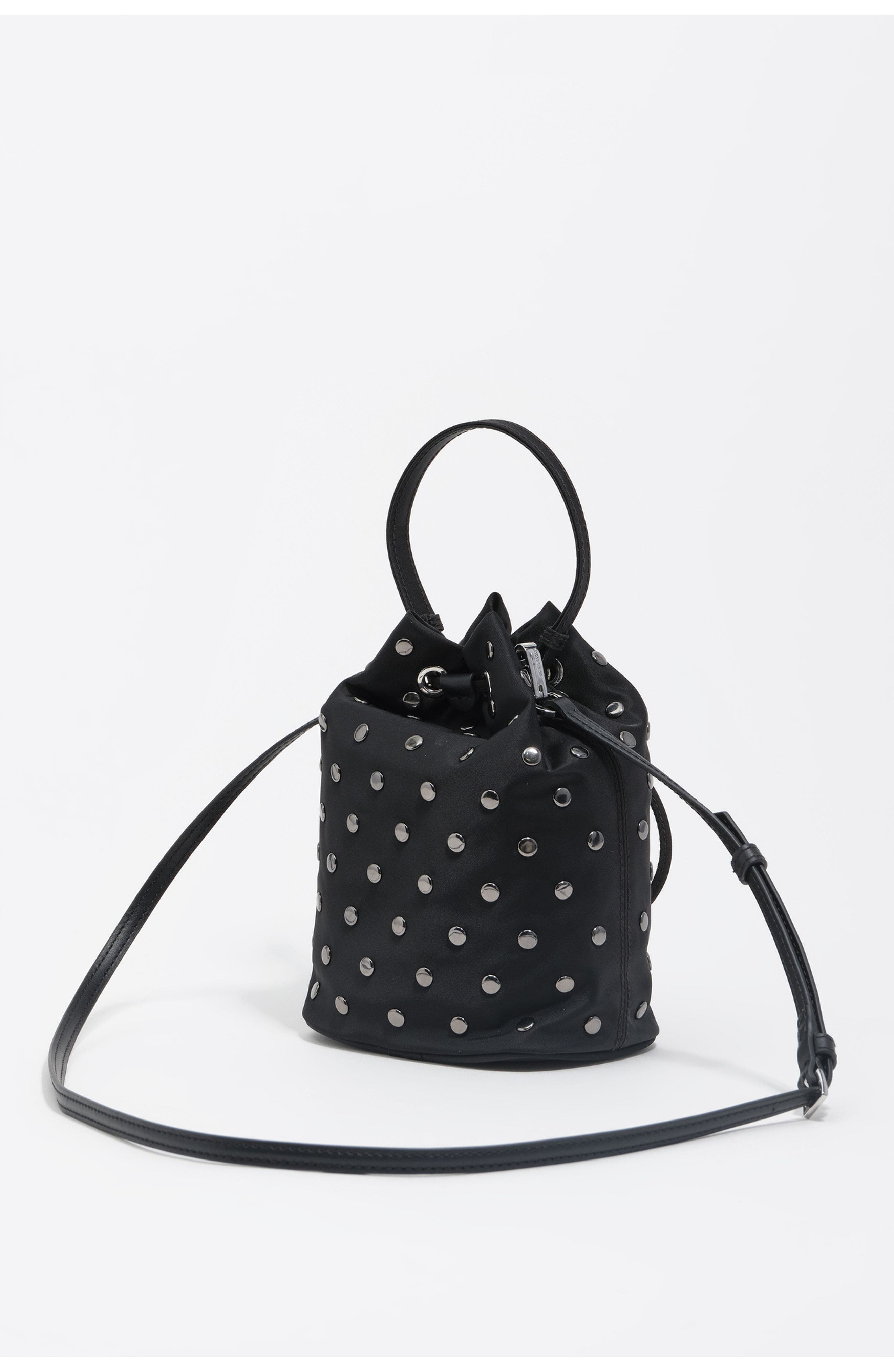 Bimba y Lola Nylon Mini bucket bag, Alternate, color, Black