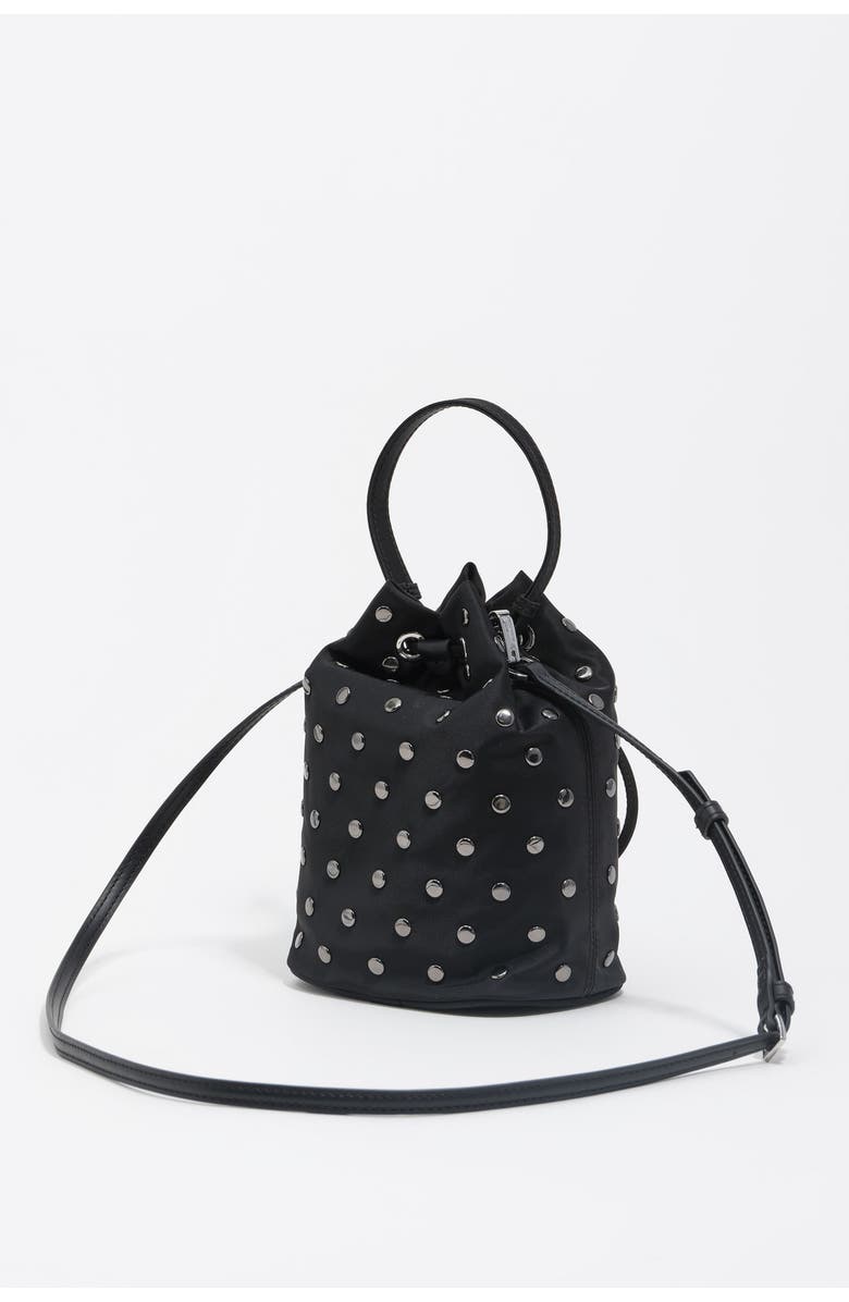 Bimba y Lola Nylon Mini bucket bag, Alternate, color, Black