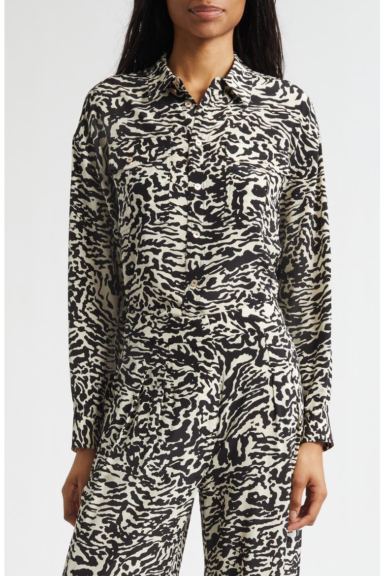 Soren Silk Button-Up Shirt, Alternate, color, SPOTTED JASPER