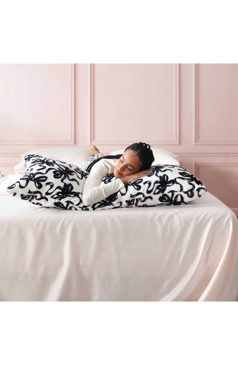 Betsey Johnson Ballet Bows Plush Decorative Throw Pillow, Alternate, color, Medium / Dark Grey