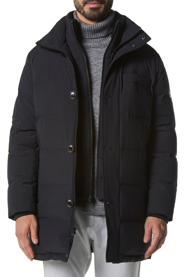 Shelton Water Resistant Down Coat, Main, color, BLACK
