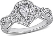 Julianna B. 1/2 CTTW Diamond Pear Halo Ring 14k
