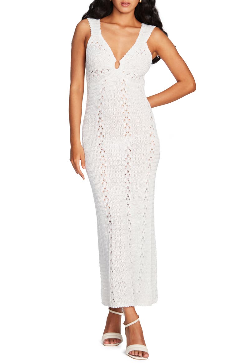 Daphne Open Stitch Maxi Dress, Main, color, WHITE
