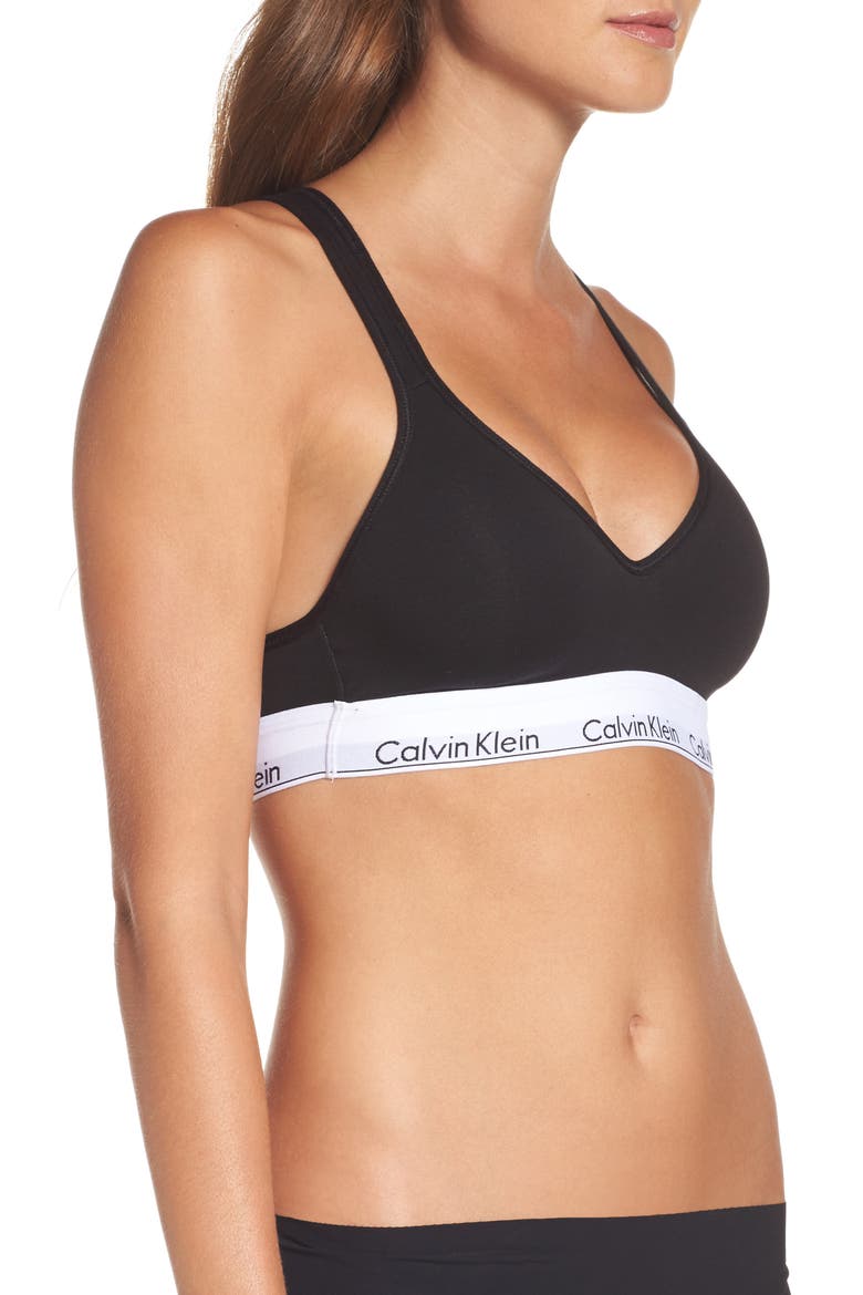 Modern Collection Cotton Blend Padded Bralette, Alternate, color, BLACK