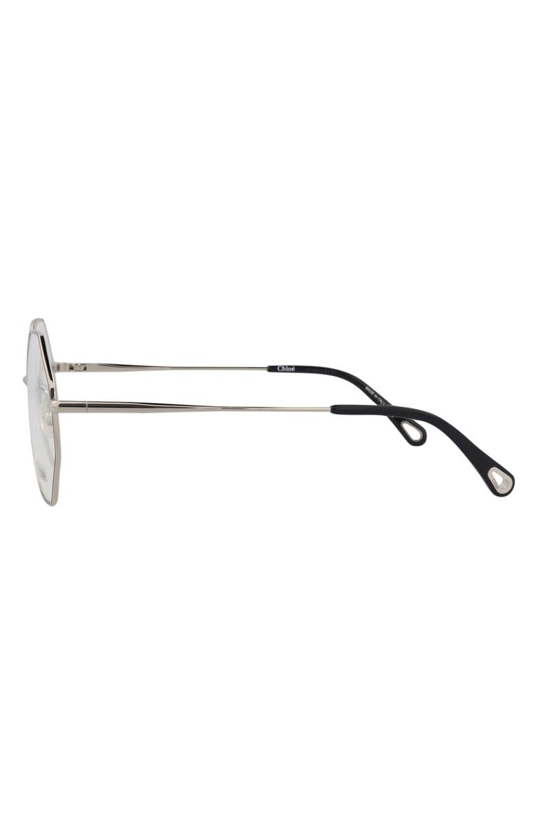 Chloé Core 53mm Rectangular Optical Glasses, Alternate, color, Silver Silver Transparent
