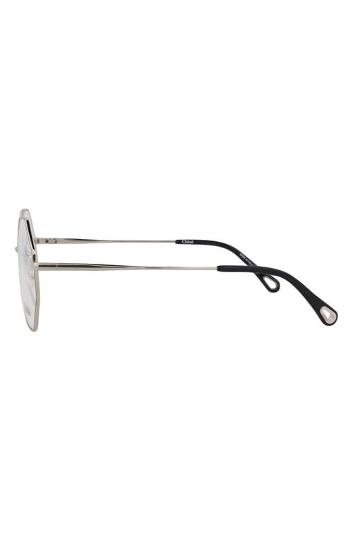 Chloé Core 53mm Rectangular Optical Glasses In Silver Silver Transparent