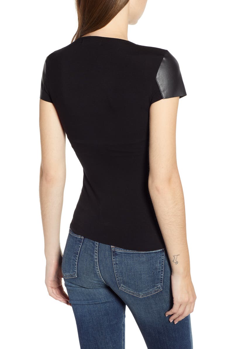 Bailey 44 Hardy Faux Leather Front Tee, Alternate, color, 