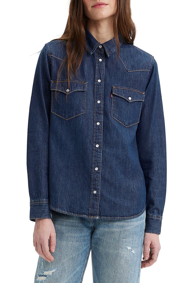 The Ultimate Western Denim Shirt, Main, color, SMOKIN HOT