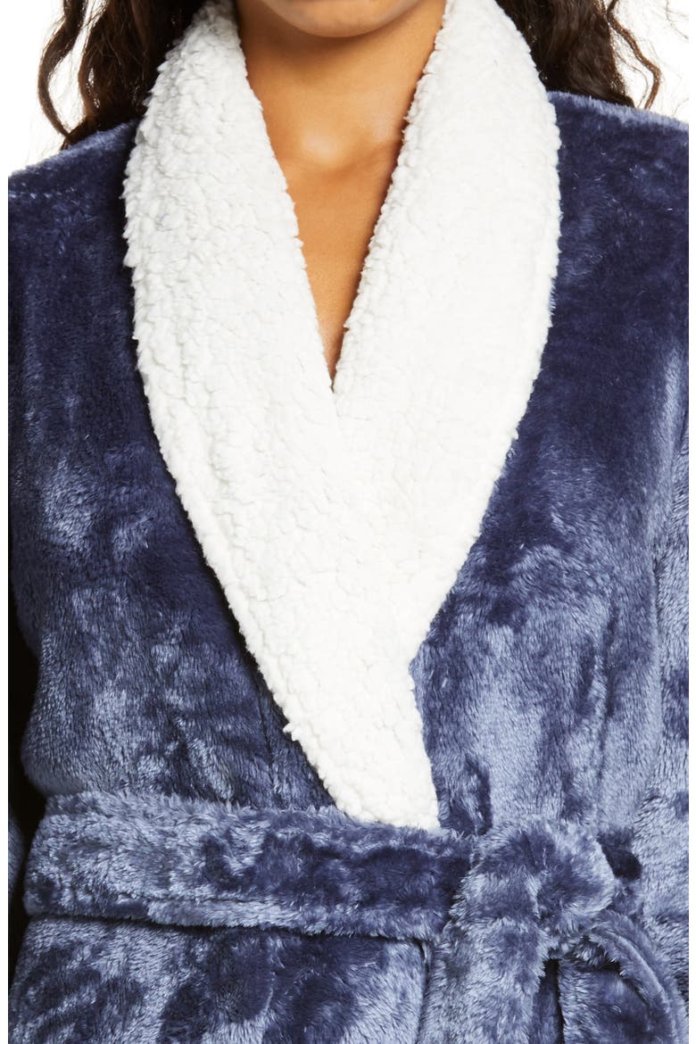 Frosted Plush Robe, Alternate, color, BLUE SHADOW